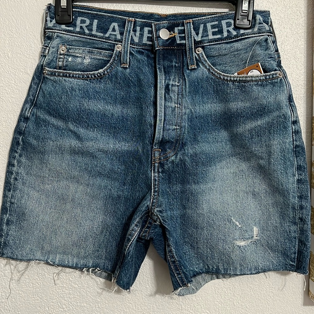 Everlane The Way High Distressed Jean Short Size 25